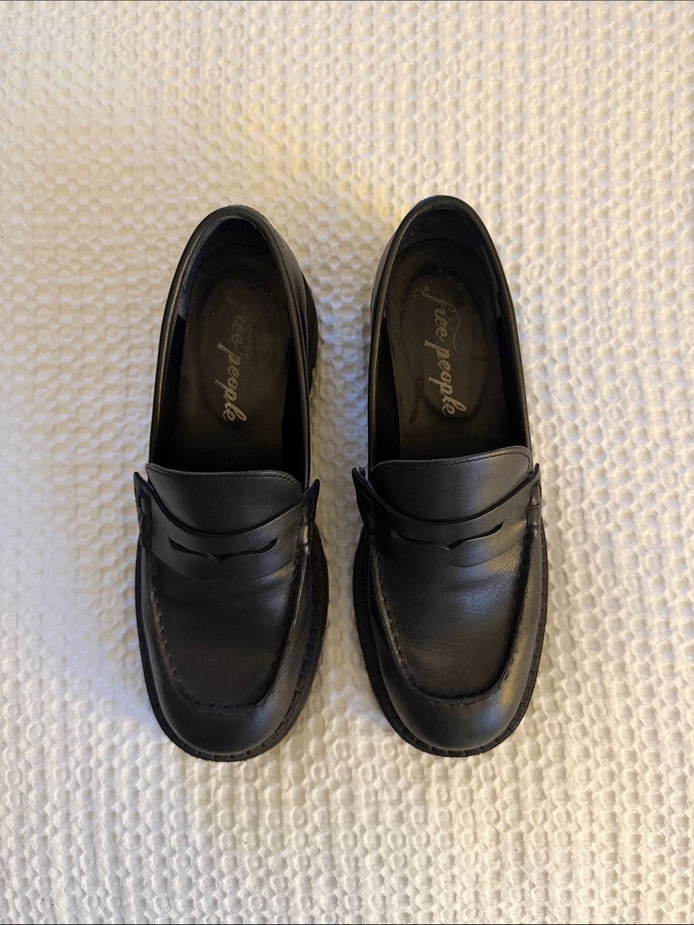 Free People Black Leather Loafers